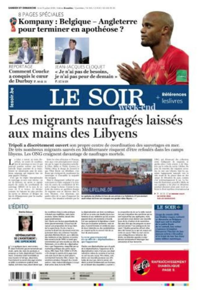 O 'Le Soir', jornal belga, traz em sua capa a seguinte manchete: 'Para terminar na Apoteose'