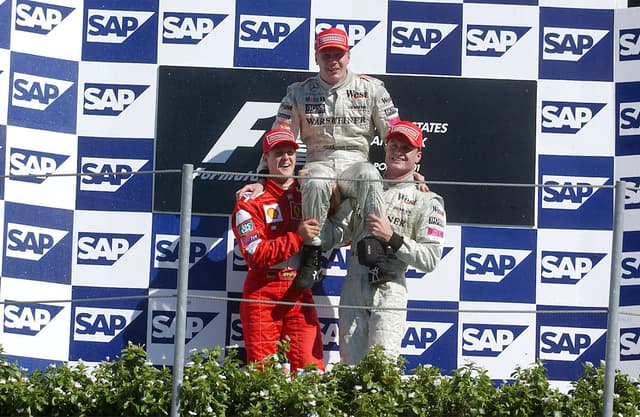 Schumacher, Hakkinen e Coulthard