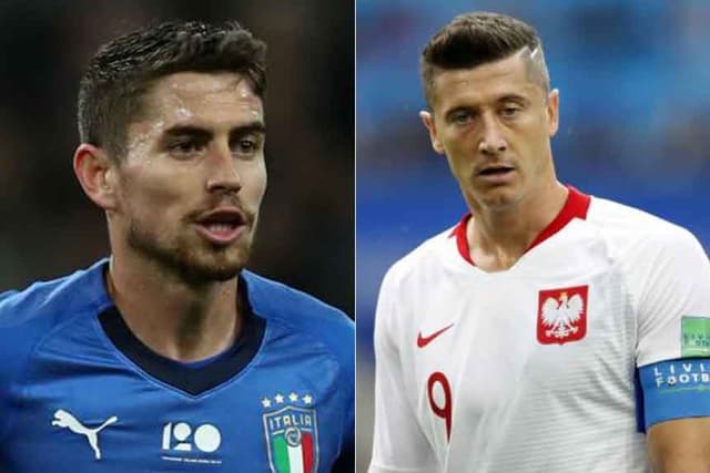 Montagem - Jorginho (Itália) x Lewandowski (Polônia)