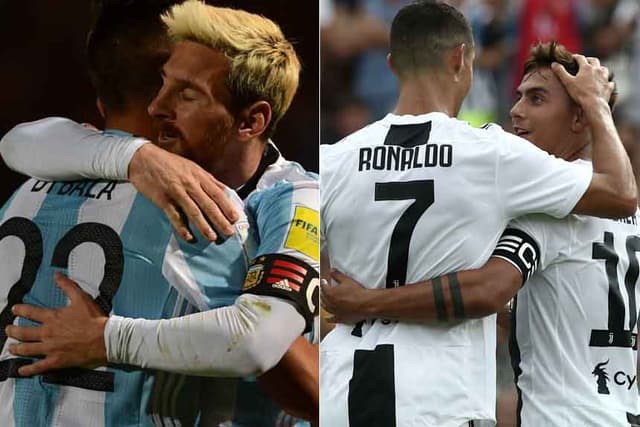 Montagem - Dybala com Messi na Argentina e Dybala com CR7 na Juventus