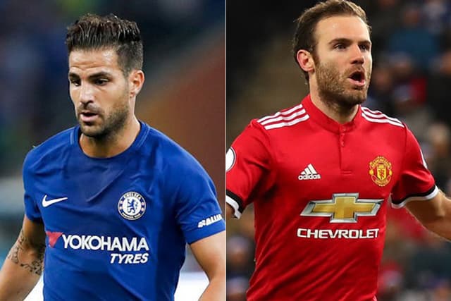 Montagem -  Fabregas (Chelsea) e o Mata (Manchester United)