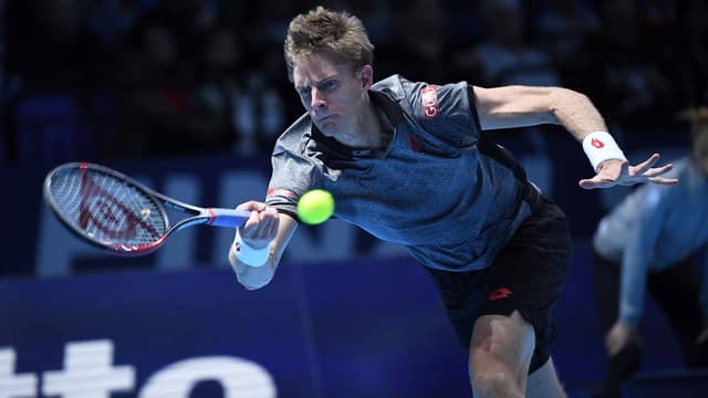 Kevin Anderson em ação no ATP Finals