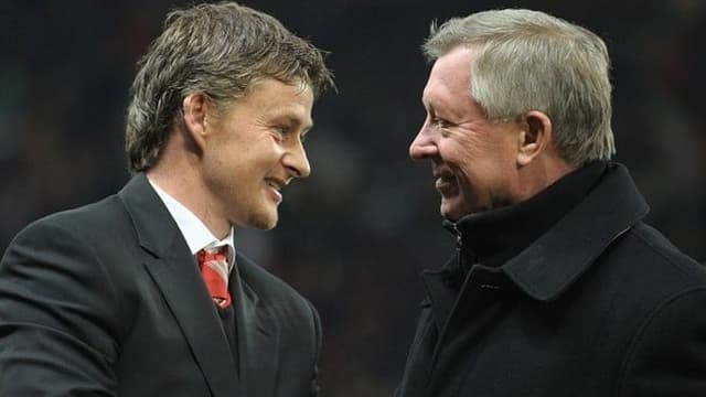 Solskjaer e Alex Ferguson - Manchester United