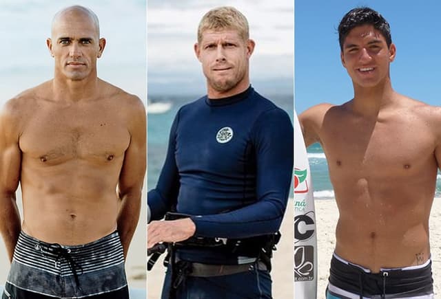 Montagem - Kelly Slater, Mick Fanning e Gabriel Medina