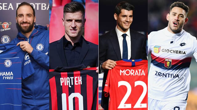 Montagem Higuaín - Chelsea Piatek - Milan Morata - Atlético de Madrid Sanabria - Genoa