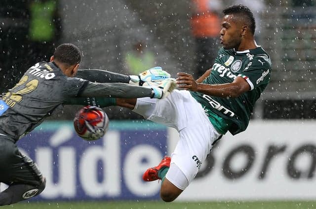 O empate sem gols com o Santos teria um rumo diferente se Borja não perdesse gol 'feito' ainda no primeiro tempo. Já com Everson vencido, ele errou o chute e Gustavo Henrique tirou. Dudu foi o melhor do Verdão no clássico (notas por Carlos Andrade)&nbsp;