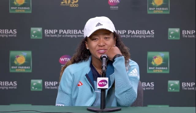 Naomi Osaka em entrevista coletiva em Indian Wells 2019