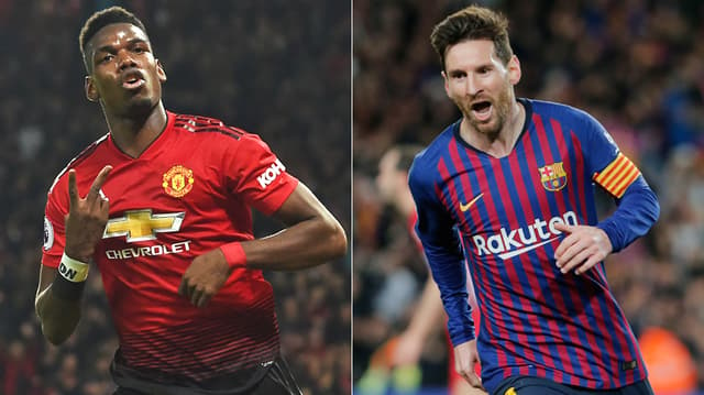 Montagem Pogba (Manchester United) / Barcelona (Messi)