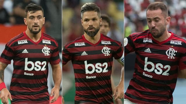 Montagem - Arrascaeta, Diego e Éverton Ribeiro