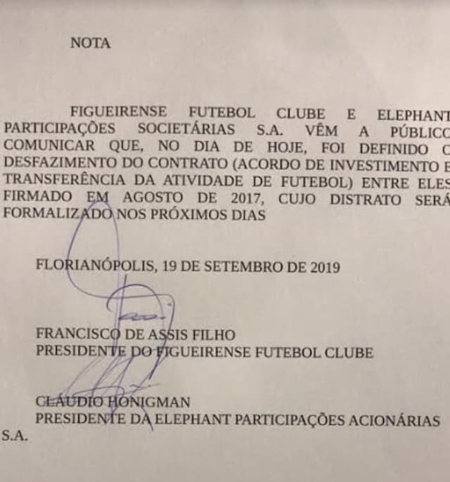 Distrato - Figueirense e Elephant