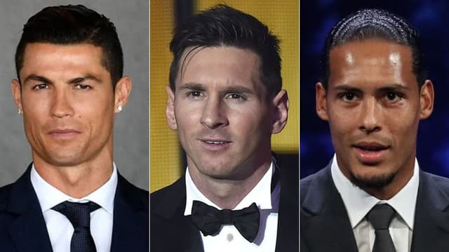 Montagem - Cristiano Ronaldo, Messi e Van Dijk