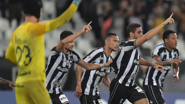 Botafogo x Goiás - jogadores do Botafogo comemorando o gol