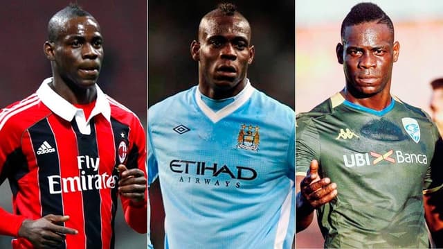 Montagem - Balotelli no Manchester City, no Milan e no Brescia