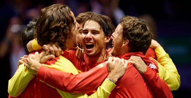 A comemoração dos espanhóis na Copa Davis