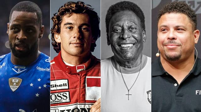 Montagem - Dedé, Ayrton Senna, Pelé e Ronaldo