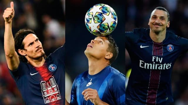 Montagem: Cavani, Thiago Silva e Ibrahimovic