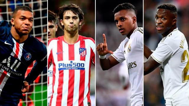 Montagem Mbappe Joao Felix Rodrygo Vinicius Jr