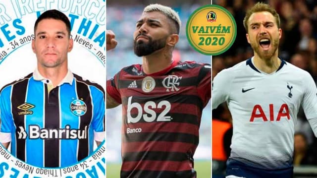 Montagem Thiago Neves Gabigol Eriksen