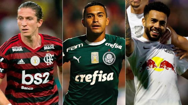 Montagem - Flamengo, Palmeiras e Red Bull Bragantino