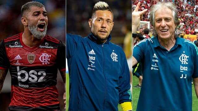 Montagem Flamengo - Gabigol, Diego Alves e Jesus