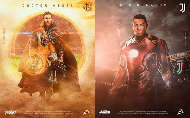 Montagem Vingadores - Messi e Cristiano Ronaldo