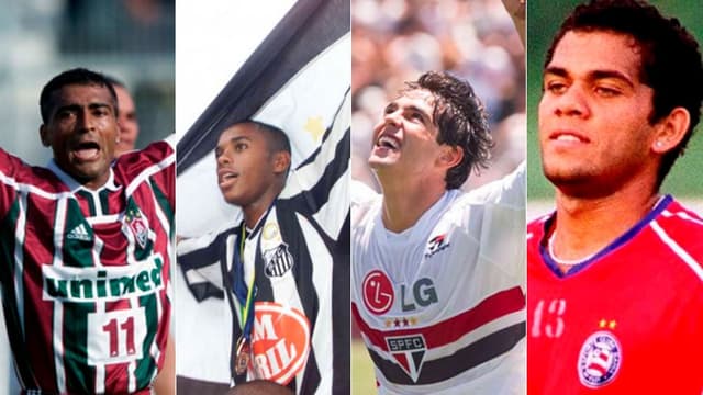 Montagem Brasileirão 2002: Romário, Robinho, Kaká e Daniel Alves