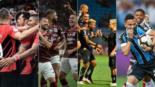 Montagem - Athletico PR, Flamengo, Santos e Gremio