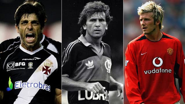 Montagem -  Juninho Pernambucano, Zico e Beckham