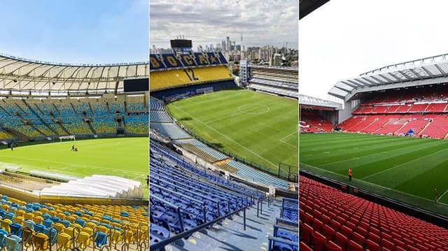 Montagem - Maracanã, La Bombonera e Anfiel