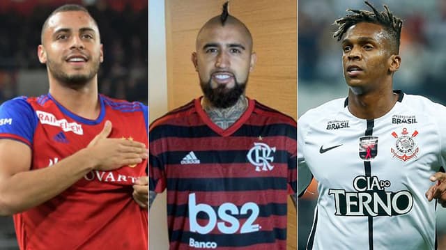 Montagem - Arthur Cabral + Vidal (camisa do Flamengo, foto anexa) + Jô