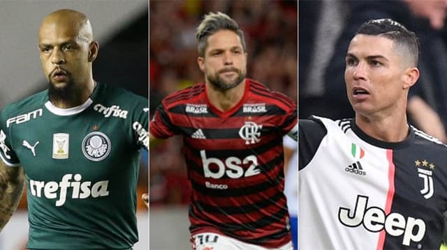 Montagem - Felipe Melo, Diego Ribas e Cristiano Ronaldo