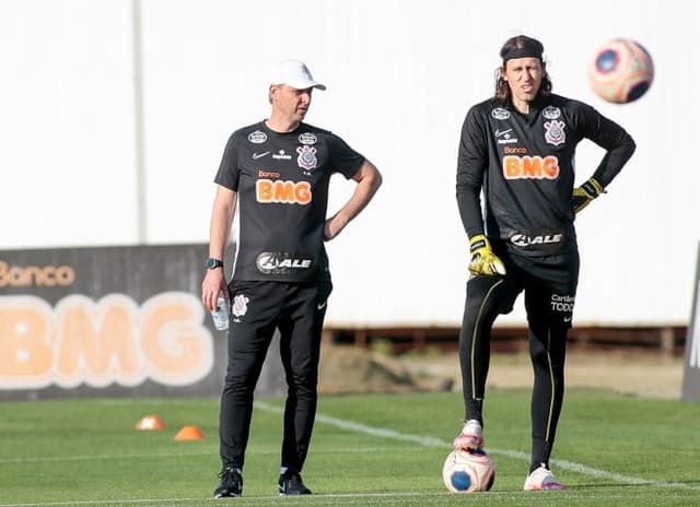 Tiago Nunes e Cássio - Treino Corinthians