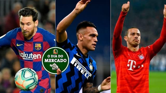 Montagem Messi, Lautaro Martínez e Thiago Alcântara