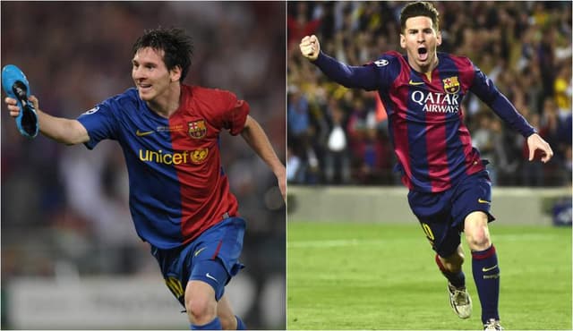 Montagem - Messi 2009 e Messi 2015