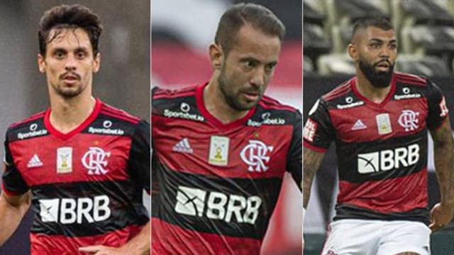 Montagem Flamengo - Rodrigo Caio, Everton Ribeiro e Gabigol