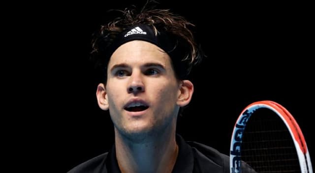 Dominic Thiem em ação no ATP Finals de Londres 2020