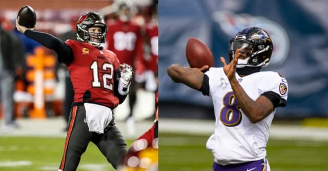 lamar jackson baltimore ravens tom brady tampa bay buccaneers