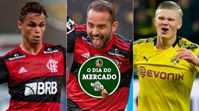 Montagem - Michael, Haaland e Everton Ribeiro