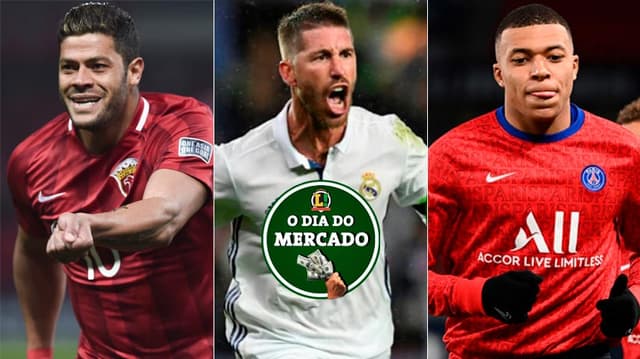 Montagem - Hulk, Sergio Ramos e Mbappe