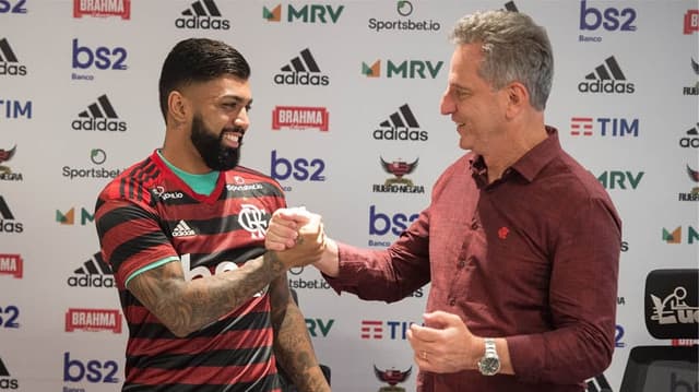 Gabriel Barbosa, o Gabigol, e o presidente Rodolfo Landim