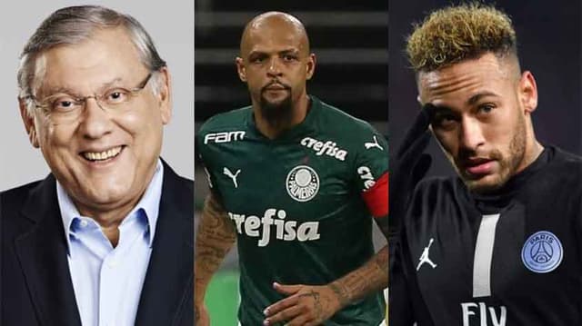 Montagem - Milton Neves, Felipe Melo e Neymar