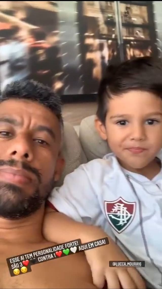 Léo Moura e filho Lucca