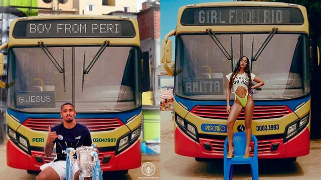 Montagem Gabriel Jesus X Anitta