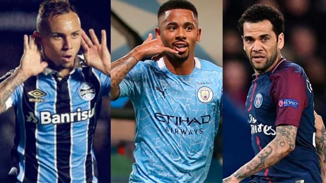 EVERTON CEBOLINHA (GRÊMIO), GABRIEL JESUS (MANCHESTER CITY) E DANIEL ALVES (PSG).