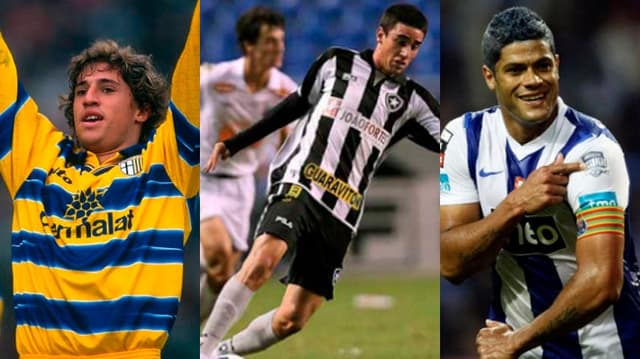 Hernán Crespo no Parma, Thiago Galhardo no Botafogo e Hulk no Porto