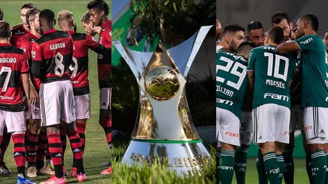 time do Flamengo, taça do Brasileirão e time do Palmeiras