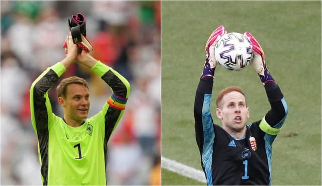 Montagem: Neuer (Alemanha) e Gulácsi (Hungria)