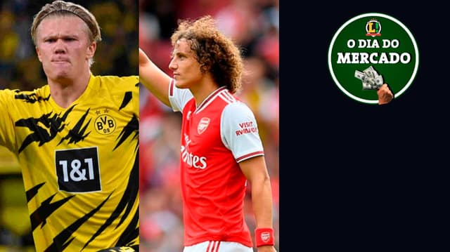 HAALAND (BVB) E DAVID LUIZ (ARSENAL).