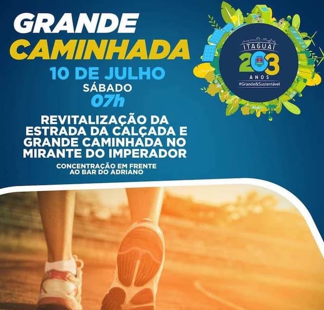 Itaguaí promove caminhada por seus 203 anos, neste sábado (10/7), a partir das 7h. (Divulgação)