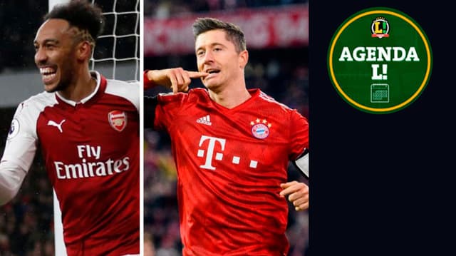 Aubameyang, atacante do Arsenal, e Lewandowski, atacante do Bayern de Munique.